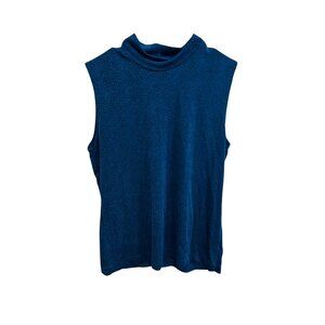 Weekenders Stretchy Sleeveless Blue Mock Neck Top Sz Medium
